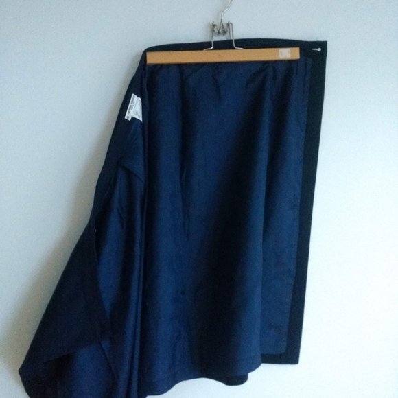 Vintage Giorgio Armani Midi Navy Wrap Skirt - Picture 2 of 6